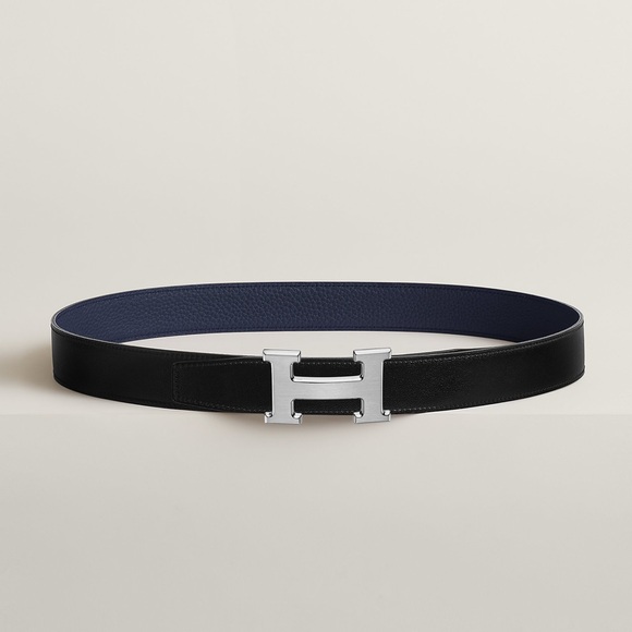 Hermès H buckle & Reversible Leather Belt Kit in Noir/Bleu Nuit - Picture 1 of 13